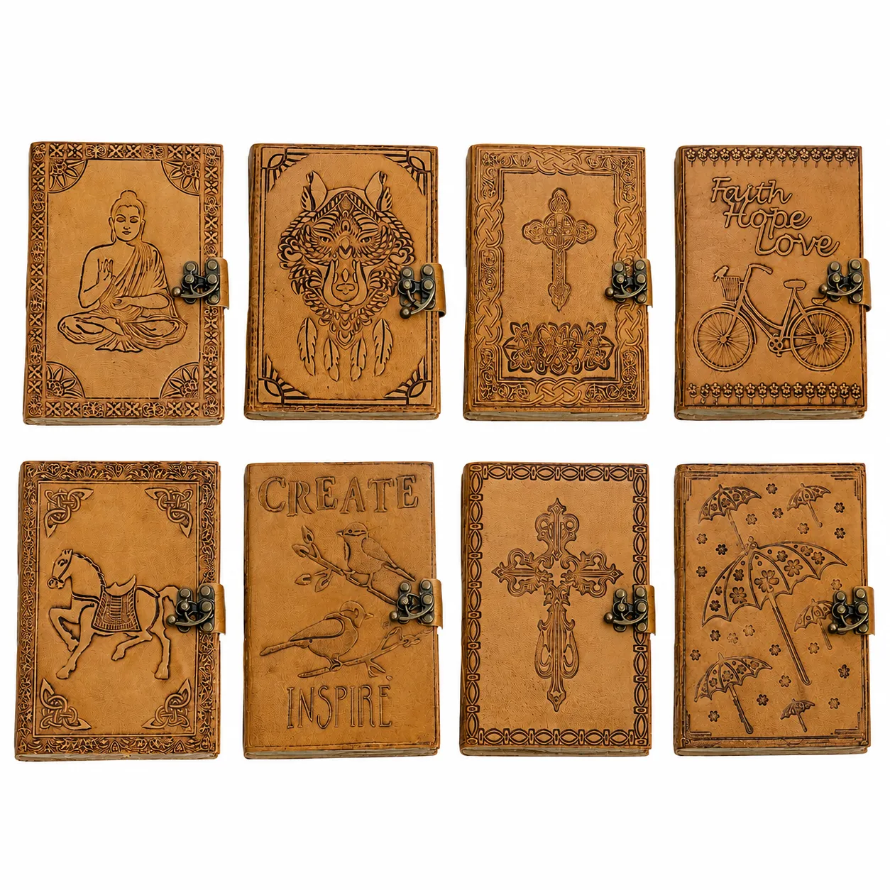 Leather journal with embossed design